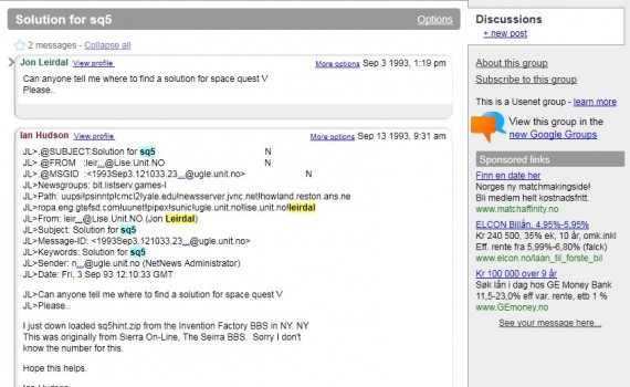 Usenet news question from 1993